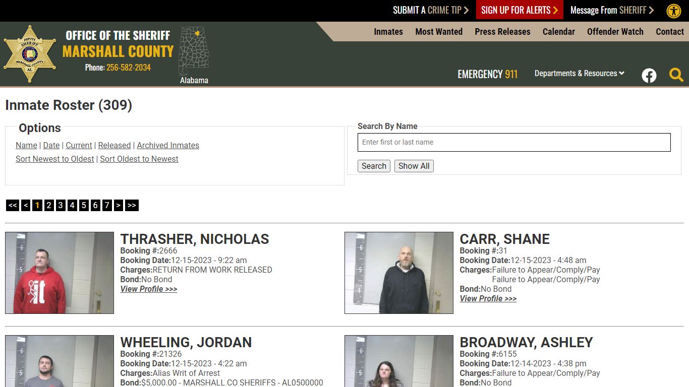 Inmate Roster - Current Inmates Booking Date Descending - Marshall ...