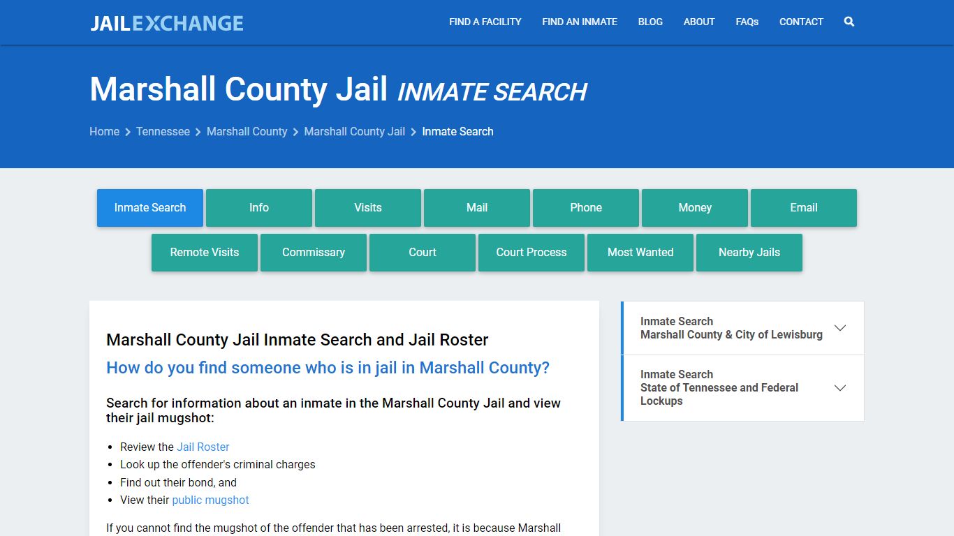 Inmate Search: Roster & Mugshots - Marshall County Jail, TN - Jail Exchange